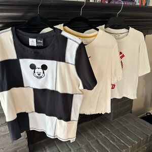 Disney Mickey Mouse Black and Cream Patch Tee